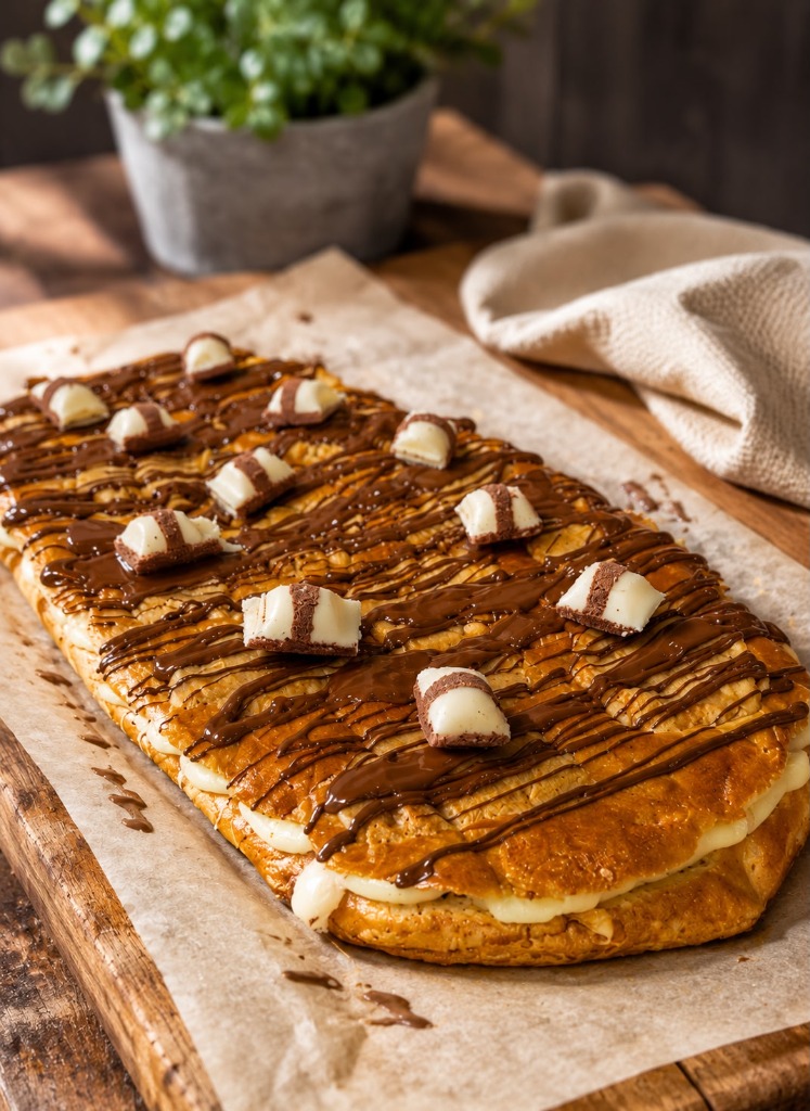 Coca Kinder artesanal con trozos de Kinder Bueno